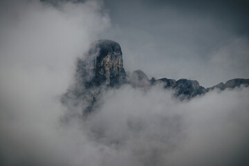 Swiss mountain in clouds alps, switzerland