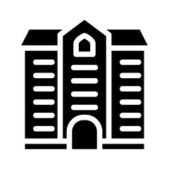university building glyph icon vector illustration black