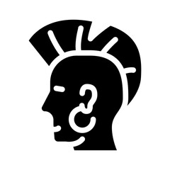 punk with mohawk glyph icon vector illustration