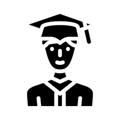 student graduate glyph icon vector illustration black