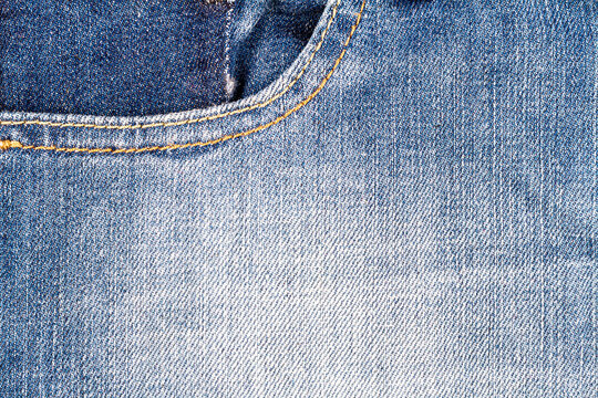 Light blue jeans fabric with pocket