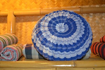 Round shape pillow made from Thai cotton.