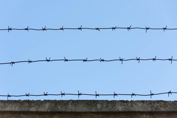 barbed wire against the sky