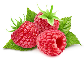 Raspberries isolated on white background