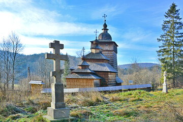 Orthodox  wooden church in Wolowiec, Low Beskid, (Beskid Niski),  Poland - obrazy, fototapety, plakaty