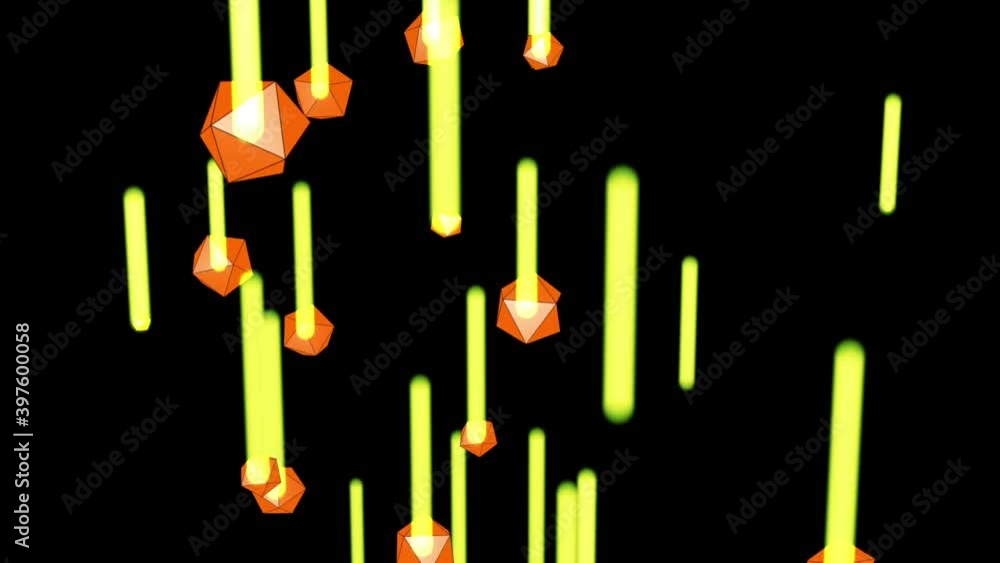 Poster abstract background of movement of particles in the form of yellow elongated sticks at the base of a