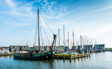 Marken, North Holland, Netherlands. Beautiful typical fisherman village houses in Marken.