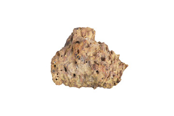raw specimen of Laterite rock stone isolated on white background.