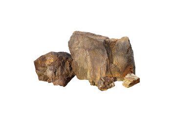 Raw unique sandstone rock for garden decoration isolated on white background.