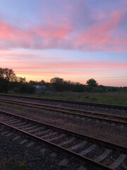 Obraz na płótnie Canvas railway at sunset