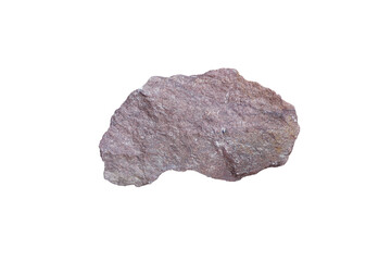 A piece of raw pink arkosic sandstone sedimentary rock isolated on white background. 