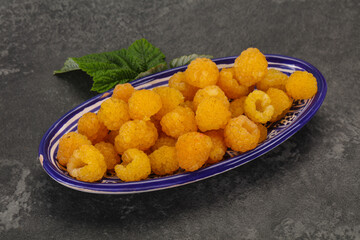 Sweet ripe tasty yellow raspberry