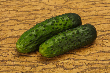 Ripe fresh green two cucumbers