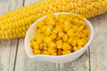 Young corn seeds in the bowl
