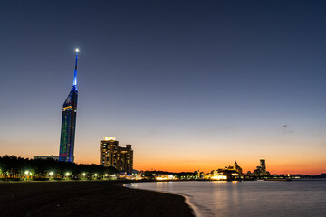 Obraz premium fukuoka tower and city skyline at night