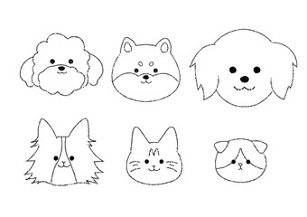 シンプルな犬と猫のイラストセット