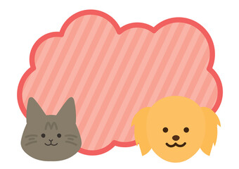 犬と猫のポップな吹き出しイラスト
