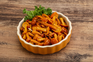 Marinated mushroom - honey agaric in the bowl