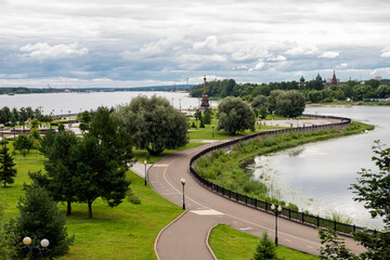 View of Strelka Park and the confluence of the Volga and Kotorosl rivers in Yaroslavl