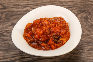Eggplant saute with tomato and herbs