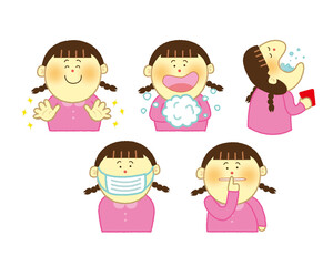 手を洗う子供の女の子