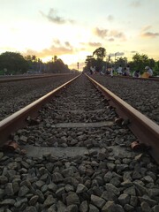 railroad tracks in the morning