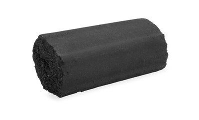 Natural wood charcoal isolated on white background.