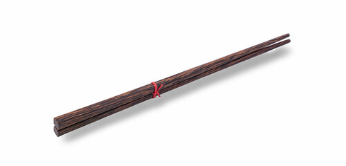 Wooden chopsticks isolated on white background.