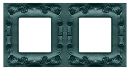 Bronze frame for paintings, mirrors or photo isolated on white background. Design element with clipping path