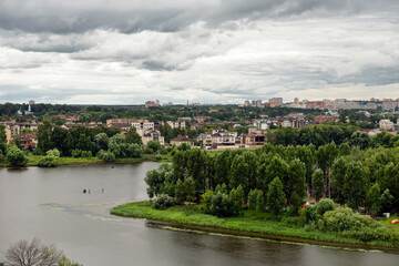 Fototapeta na wymiar Panoramic view of the city and the Kotorosl River in Yaroslavl, Russia