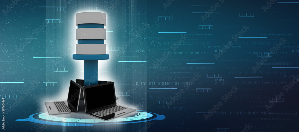 Poster 3d rendering technology computer network