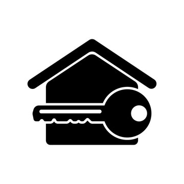 House icon. Black silhouette. Front view. Vector flat graphic illustration. The isolated object on a white background. Isolate.