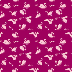 a beautiful pattern of birds. seamless illustration design on magenta background.