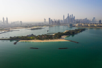 4k photo, The Palm Jumeirah, Artificial Island, East Crescent, Hotel and Resort, Branches and Crescent, Dubai, United Arab Emirates, Middle East, Aerial view, Drone