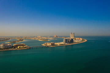 Fototapeta premium 4k photo, The Palm Jumeirah, Artificial Island, East Crescent, Dubai, United Arab Emirates, Middle East, Aerial view, Drone