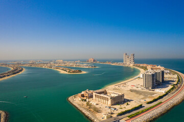 Naklejka premium 4k photo, The Palm Jumeirah, Artificial Island, East Crescent, Dubai, United Arab Emirates, Middle East, Aerial view, Drone