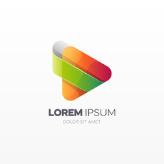 Colorful play button logo template