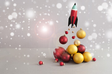 Christmas rocket takeoff launch concept