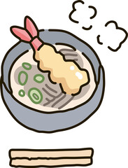 天ぷらそば　イラスト