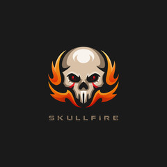 Skull fire gaming logo template