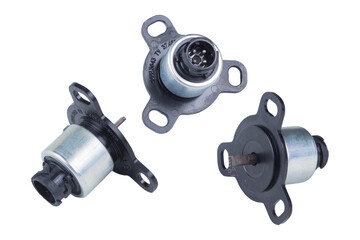 set of three speedometer drive sensors isolated on a white background