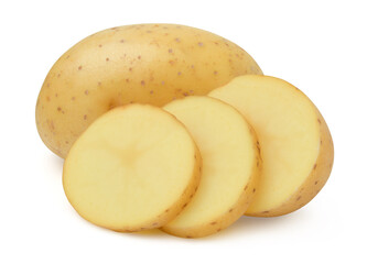 Potato and cut isolated on white background,Agricultural products,.with clipping path.