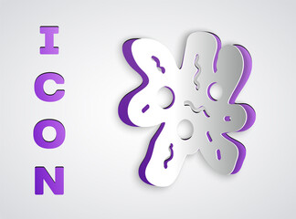 Paper cut Cell icon isolated on grey background. Paper art style. Vector.