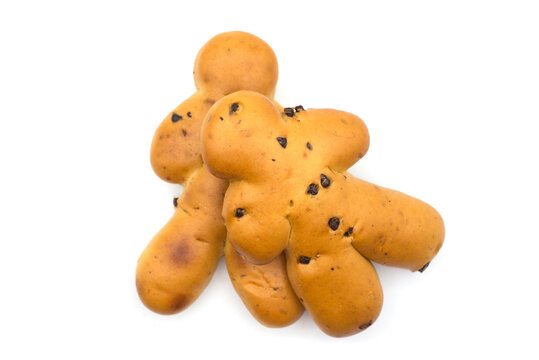 Closeup of traditional manala bun  on white background