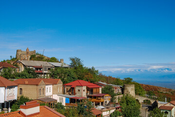 Fototapeta na wymiar view of town Sighnaghi, Georgia and protection wall