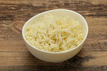 Steamed basmati rice in the bowl