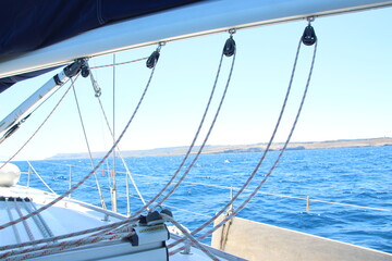 Yachting in Adriatic sea, close up of details