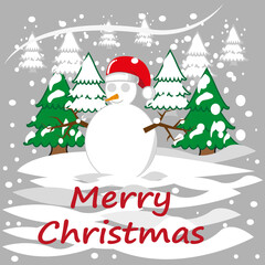 Christmas celebration playing with snowman and Christmas tree