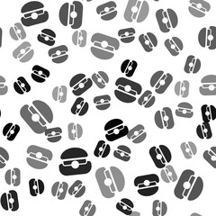 Black Captain hat icon isolated seamless pattern on white background. Vector.