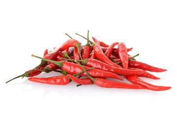 closeup pile of Hanoi Red Peppers Vietnamese Chili on white